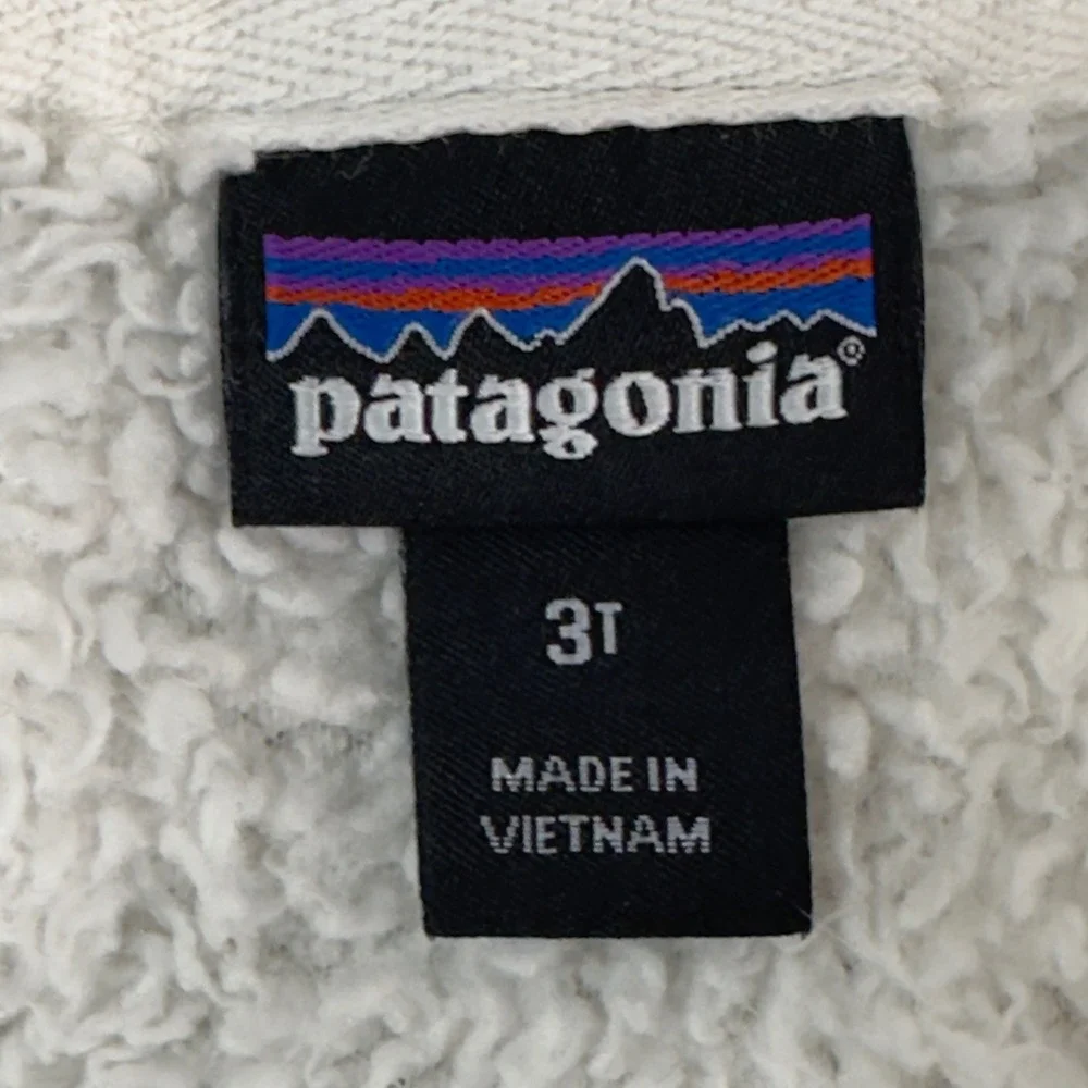 Patagonia Baby Hi‎ Loft Fleece Jacket 3T Hooded Bear Ears Cream Full Zip